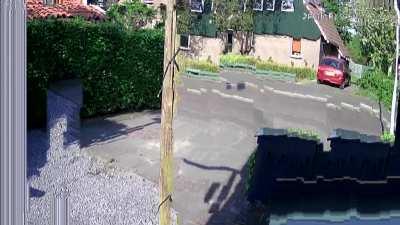 Cat triggers motion recording and camera ascends into the void