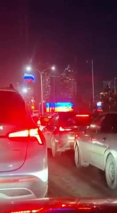 Putin visited Kazakhstan. He was greeted with a huge Ukrainian flag on an electronic billboard that was hacked