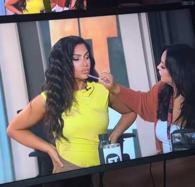 Molly during her touchup for First Take today | IG story (06/03/2025)