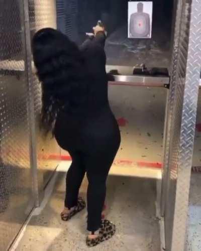 She wasn’t ready for that recoil