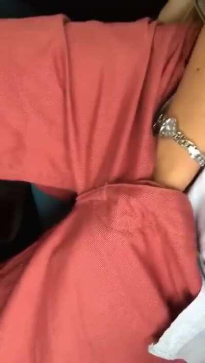 Beautiful shy girl on the train