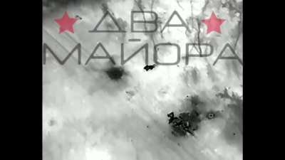 Russian artillery strikes Ukrainian infantry resulting in a direct hit.