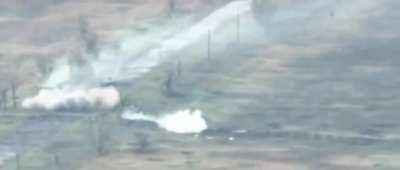 ua pov A Russian Armoured vehicle doing donuts is destroyed by a German DM-22 mine