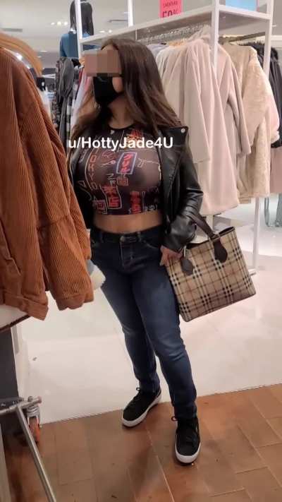 My big Asian titties shopping in sheer