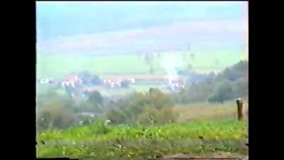 Bosnian Army 1995 use a Green Arrow HJ8 / TF8 Baktar-Shikan ATGM to destroy a Serbian tank