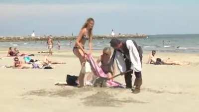 I thought he was just going to throw sand at them