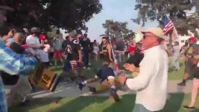 LA Proud Boy wants a fight and gets one.