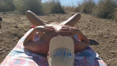 Stretching outdoors on a beautiful autumn day.