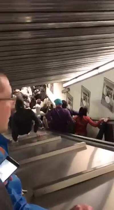 Escalator breaks causing it to speed up out of control