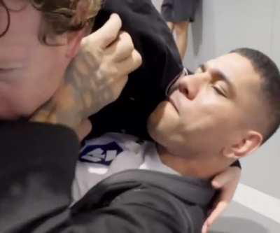 Cool video of Zuck getting choked and making a crazy noise.