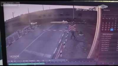 Lada driver miraculously survived after collision with train