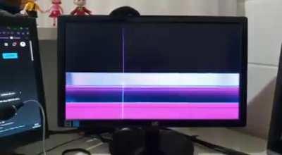 monitor literally made a pop noise while i was using it and now is trying to communicate with me