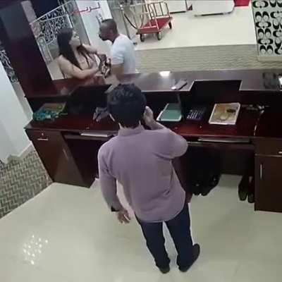 to abuse your gf in hotel lobby