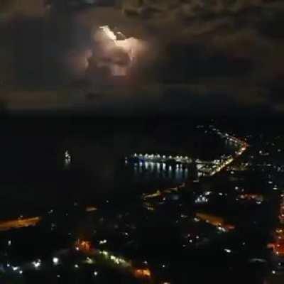 Ferocious electrical storm just outside Cozumel, Mexico.