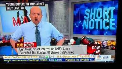 GME shorts get crushed as explained by Cramer ... big WSB shout out, the first of two in the show tonight