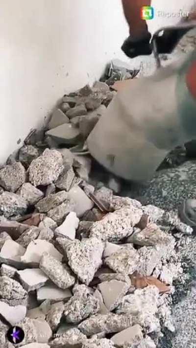 This giant vacuum that sucks up rubble