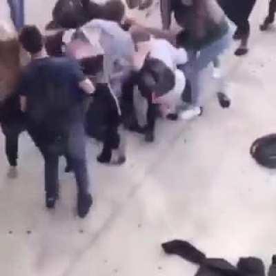 Guy hits girl once and the whole school jumped him