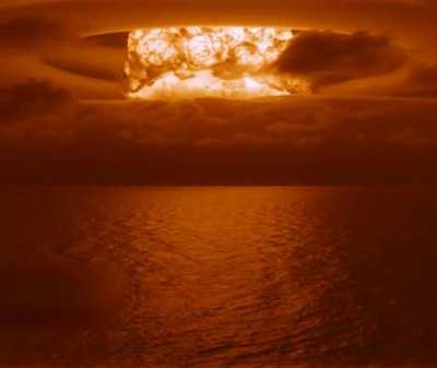 Largest nuclear test by USA.  15 MT Castle Bravo,1954