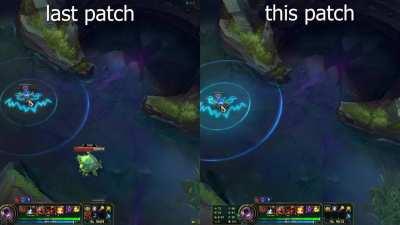side-by-side comparison of the new/old Ziggs ult speed and q waveclear at lvl 9