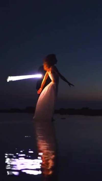 Light painting photography by setting long exposure times on a camera