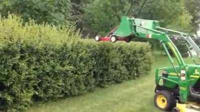 Mowing The Hedge. Cool!