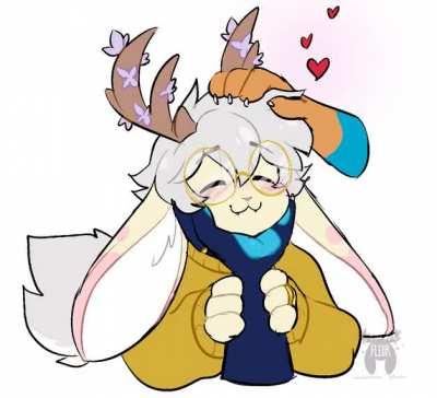 ...Is he purring?..... HES PURRING!?! (Art by me: @fleurfurr on Twitter!!)