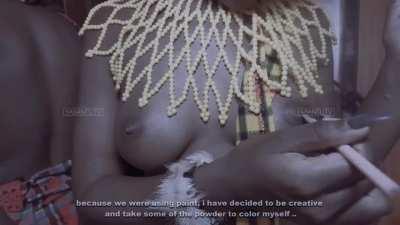 Getting dressed up and beautiful for her event