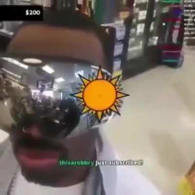 The eye mask clearly does not help his case.