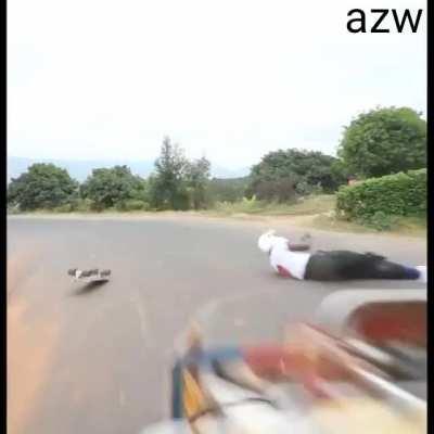 At least he was wearing a helmet