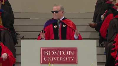 David Zaslav attempts to give a speech.