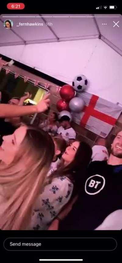Maguire’s family and friends singing “Harry Maguire, he takes the vodka, he takes the jaeger, his head’s fucking massive.”