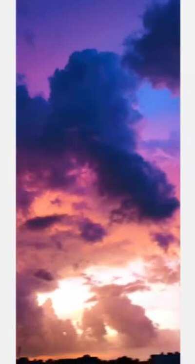 From blue to lilac to yellow, the sky filled with all the colours at once