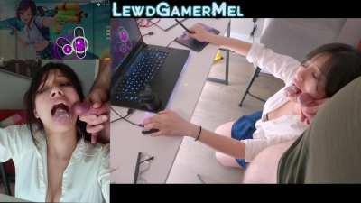 Playing osu! on my knees with my tongue out. I think he took the hint! (Catch is...he has to cum in Double Time)