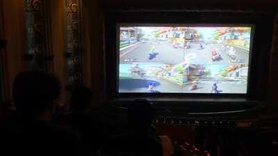 Since y'all liked the first video here's some gameplay of Mario Kart in a theater.