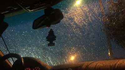 Rain hitting the windshield the other day