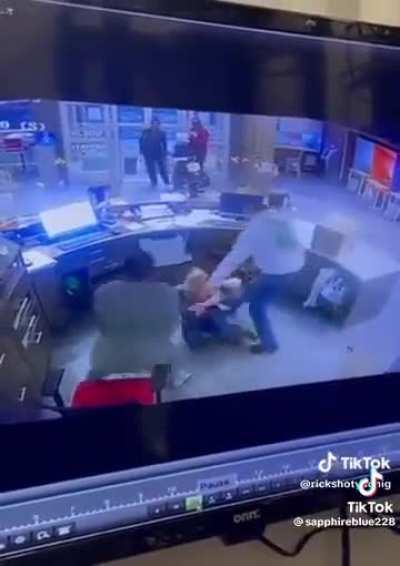 CCTV footage captures altercation between receptionist and woman.