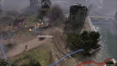 Out of control Sherman destroys army