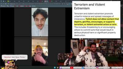 Twitch refuses to ban Hasan Piker despite him repeatedly glorifying terrorists on stream. Here's a clip from his conversation with a Houthi. He repeatedly praised the Houthis and their actions during the entire conversation.