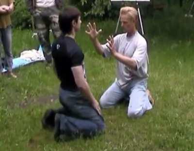 Using a mental energy shield to block an MMA fighter’s punch