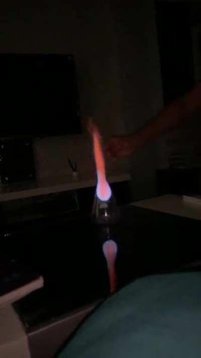 Butane burning in an erlenmeyer flask