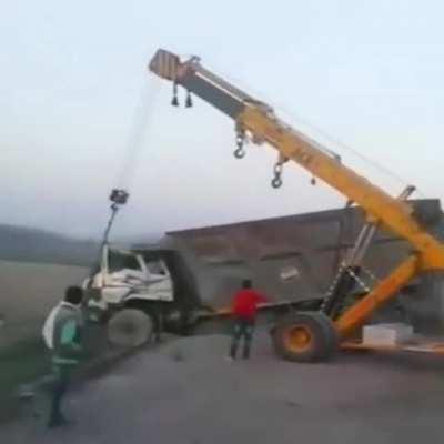 Idiots operating a crane