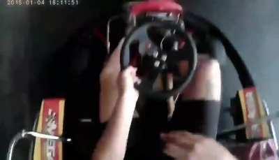 Guy gives go kart driver the finger..