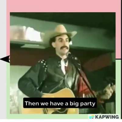 Borat teaches watermelon the Palestinian National Anthem (reupload with funni colors)