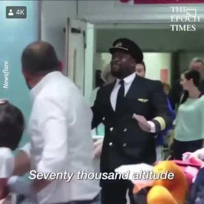 First time Pilot celebrating his first landing of a Boeing 787