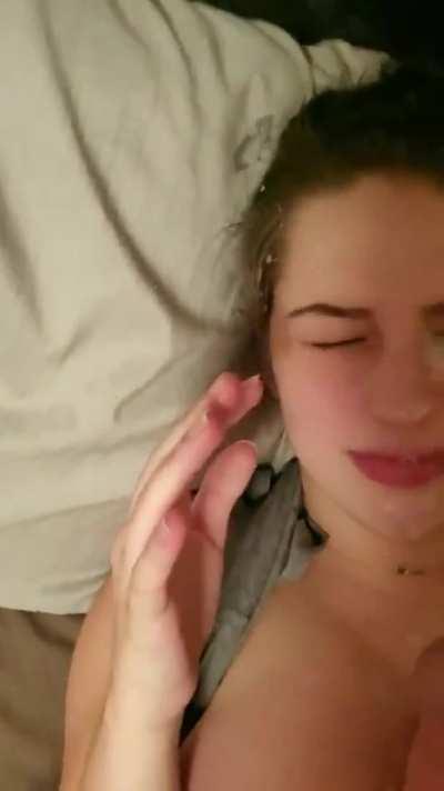 Cutie doesnt like a Facial, as if he cared!