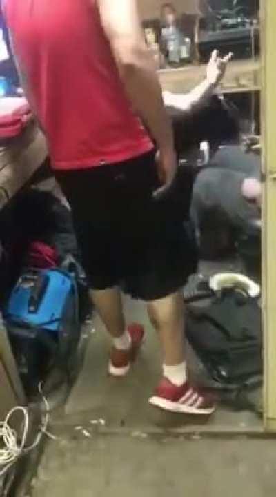 Man gets mugged in a shed.