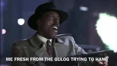 Me fresh from the Gulog trying to hang with my team!