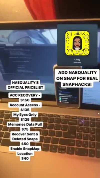 Contact @naequality on snap to order account hacks like account access, account recovery, my eyes only & more! All available For socials like iG, Snap, FB , Twitter , & TikTok. Telegram Group Link In Comments Below 👇