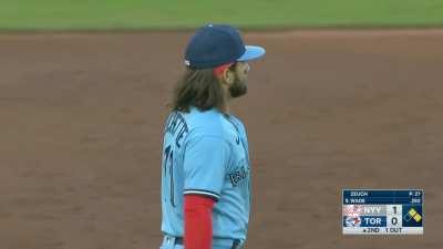 [Highlight] McGuire doinks Gardner in the head with an errant flip, Bichette makes a great play to recover and get the out