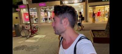 Italian guy deep kissing two blonde girls